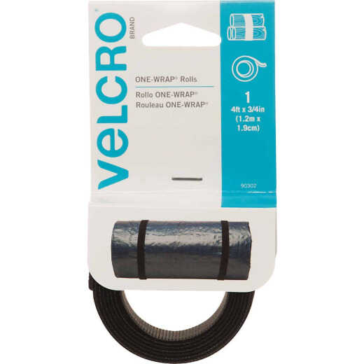 VELCRO Brand One-Wrap 3/4 In. x 4 Ft. Black Multi-Use Hook & Loop Roll