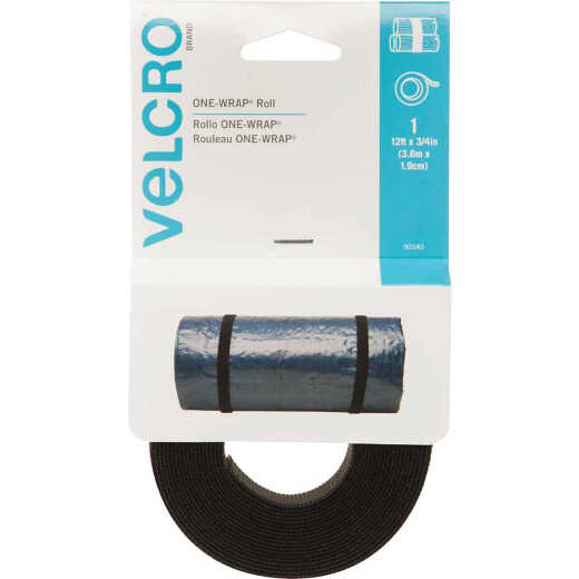 VELCRO Brand One-Wrap 3/4 In. x 12 Ft. Black Multi-Use Hook & Loop Roll